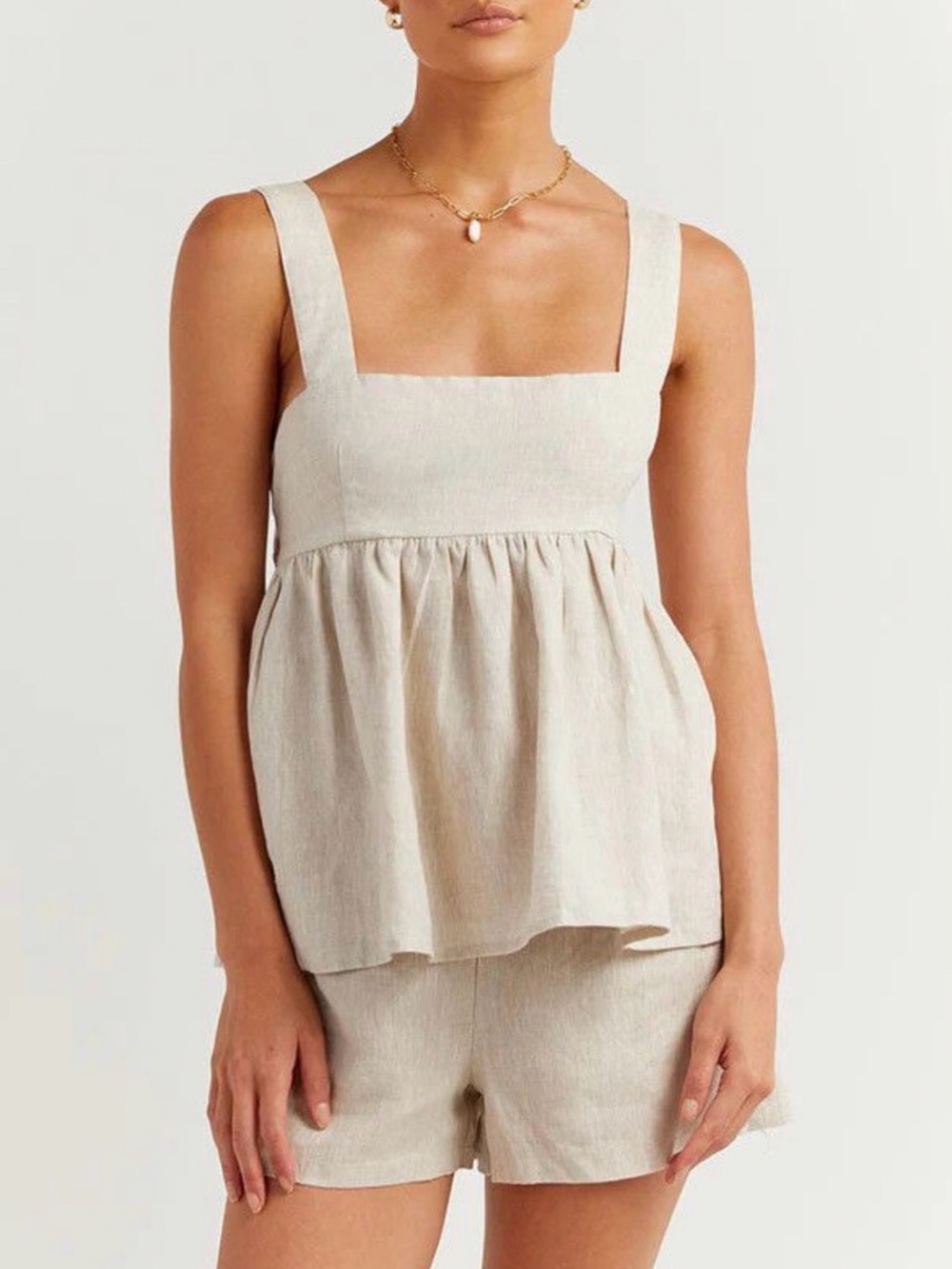 NWT DISSH Brisa Natural Linen Babydoll Top